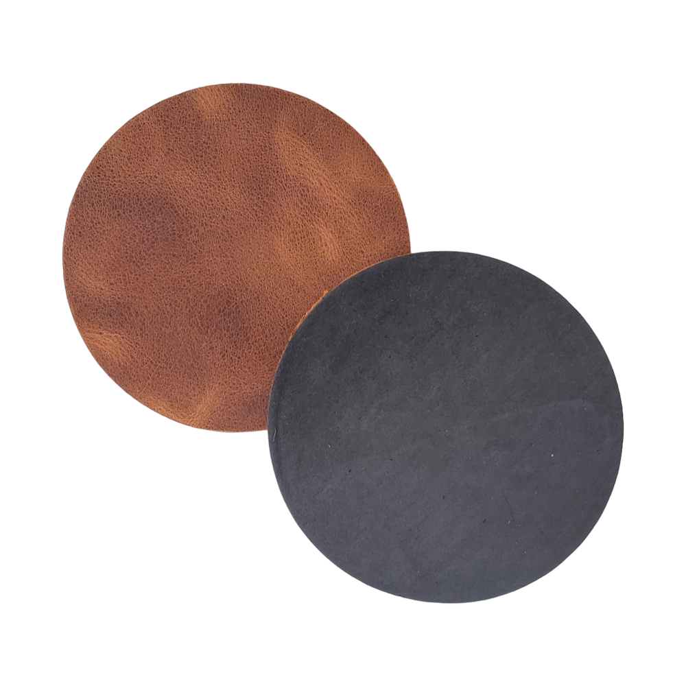 Kahverengi Yuvarlak Hakiki Deri Bardak Altlığı 4’lü set